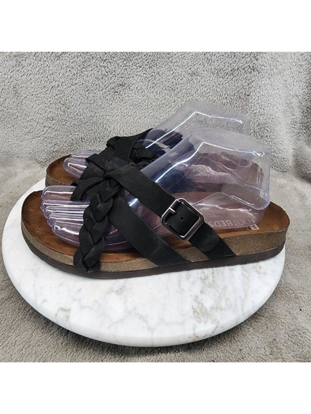 White Mountain Shoes Womens Size 8 Harrington Black Leather Sandals *NWOT* - Picture 3 of 13
